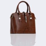 Women's Leather Bag with elegant mock-croc finish