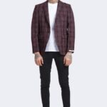 Wool and cashmere blend check jacket