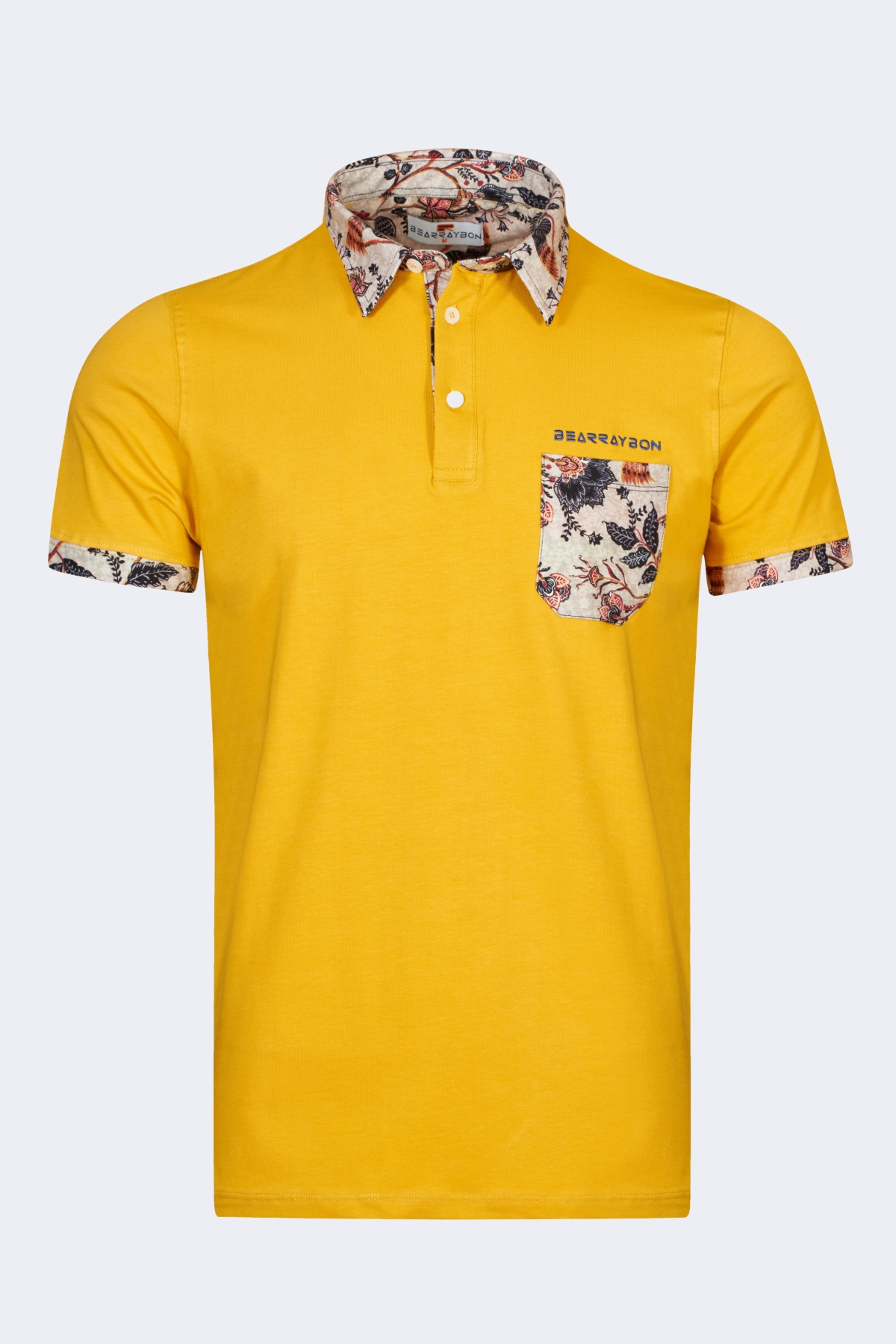 bearraybon-polo_collar_t-shirt-10052-yellow-1_2-1.jpg Men's t-shirt with leaf detail - Image 1