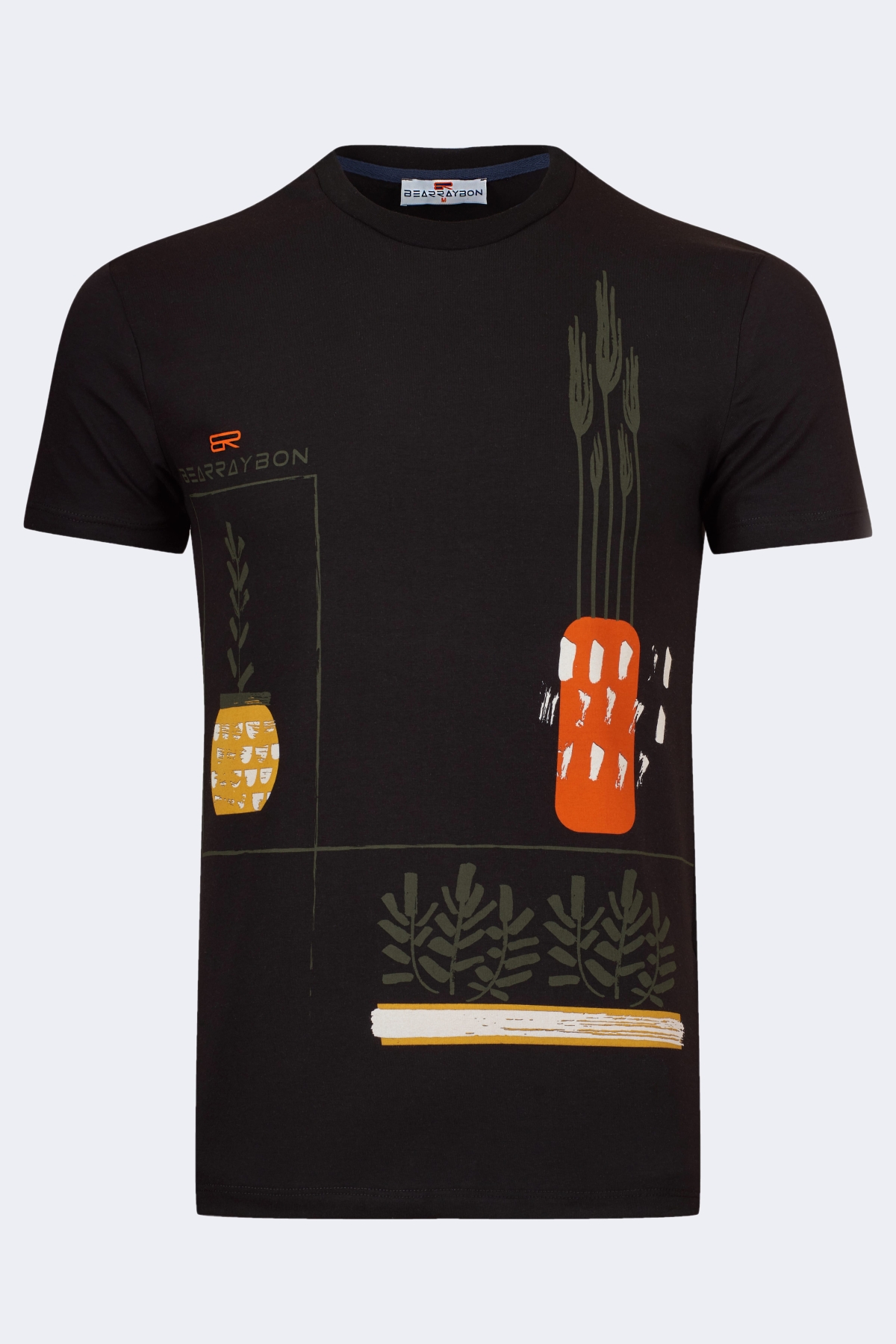 bearraybon-roundcollar-t-shirt-10042-black-1_2-1.jpg Garden breeze graphic printed men's t-shirt - Image 1