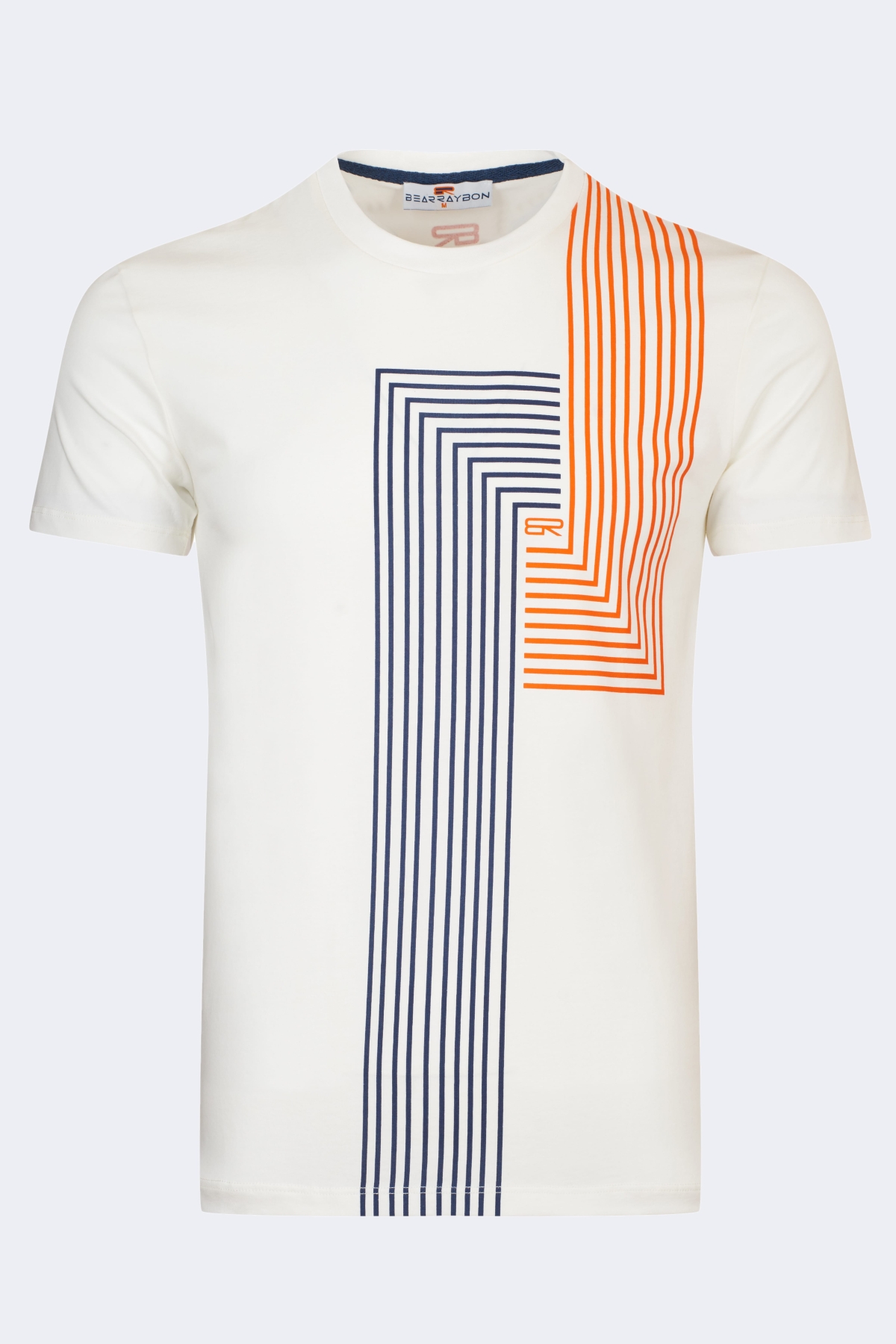 bearraybon-roundcollar-t-shirt-10048-ecru1_2-1.jpg Man t-shirt geometric line patterned - Image 1