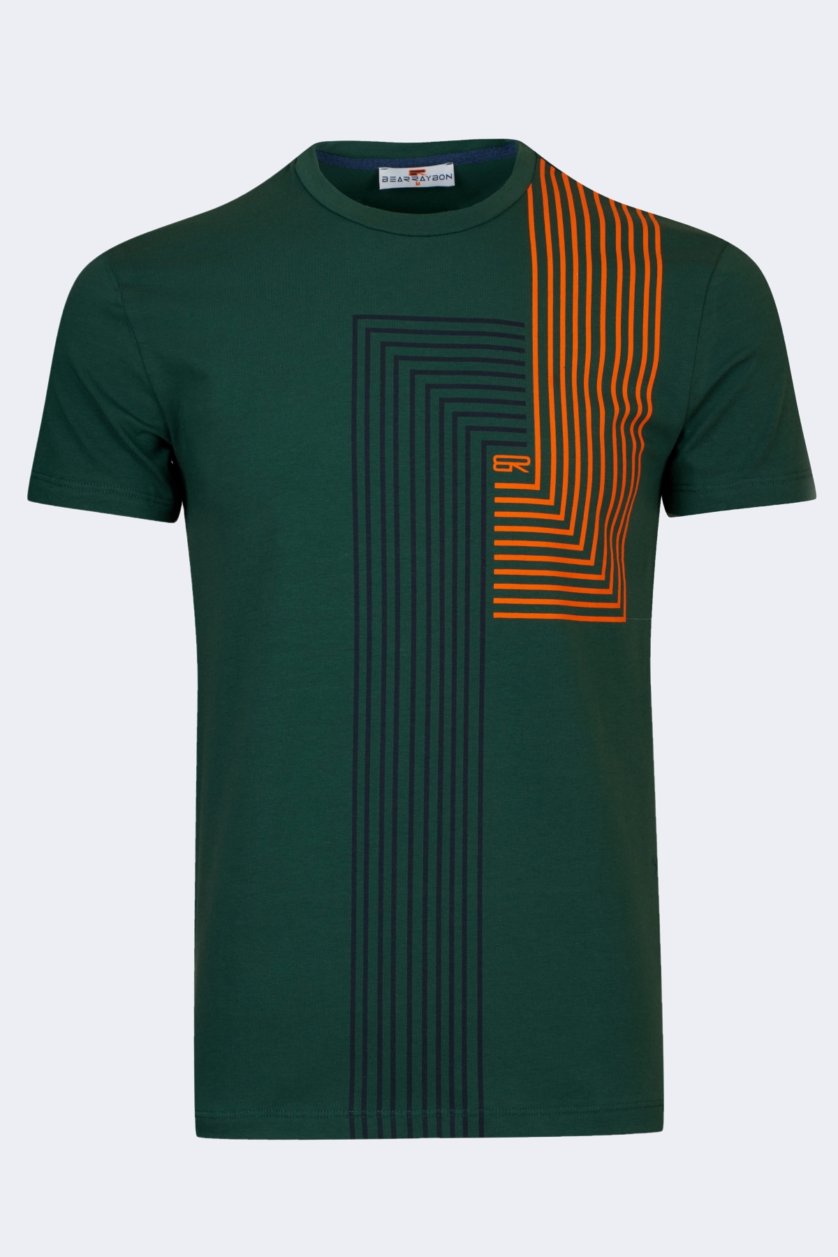 bearraybon-roundcollar-t-shirt-10048-green-1_2-1.jpg Man t-shirt geometric line patterned - Image 1