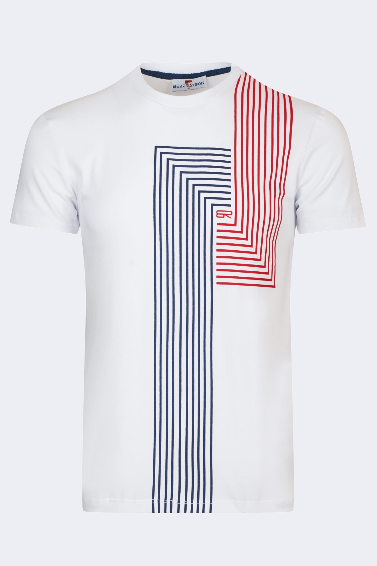 bearraybon-roundcollar-t-shirt-10048-white-1_2-1.jpg Man t-shirt geometric line patterned - Image 1