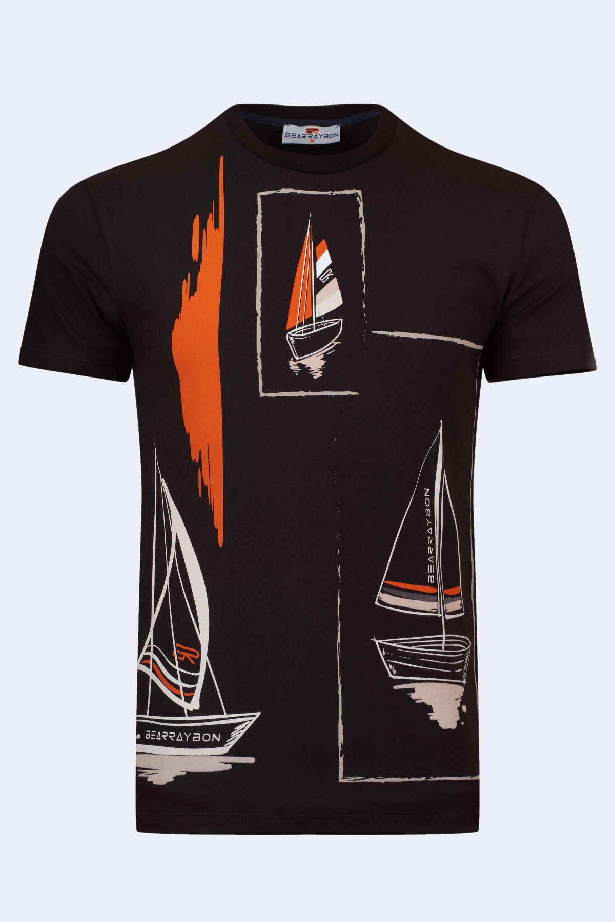 bearraybon-roundcollar-t-shirt-10049-black-1_1-1.jpg Pattern detailed men's t-shirt - Image 1