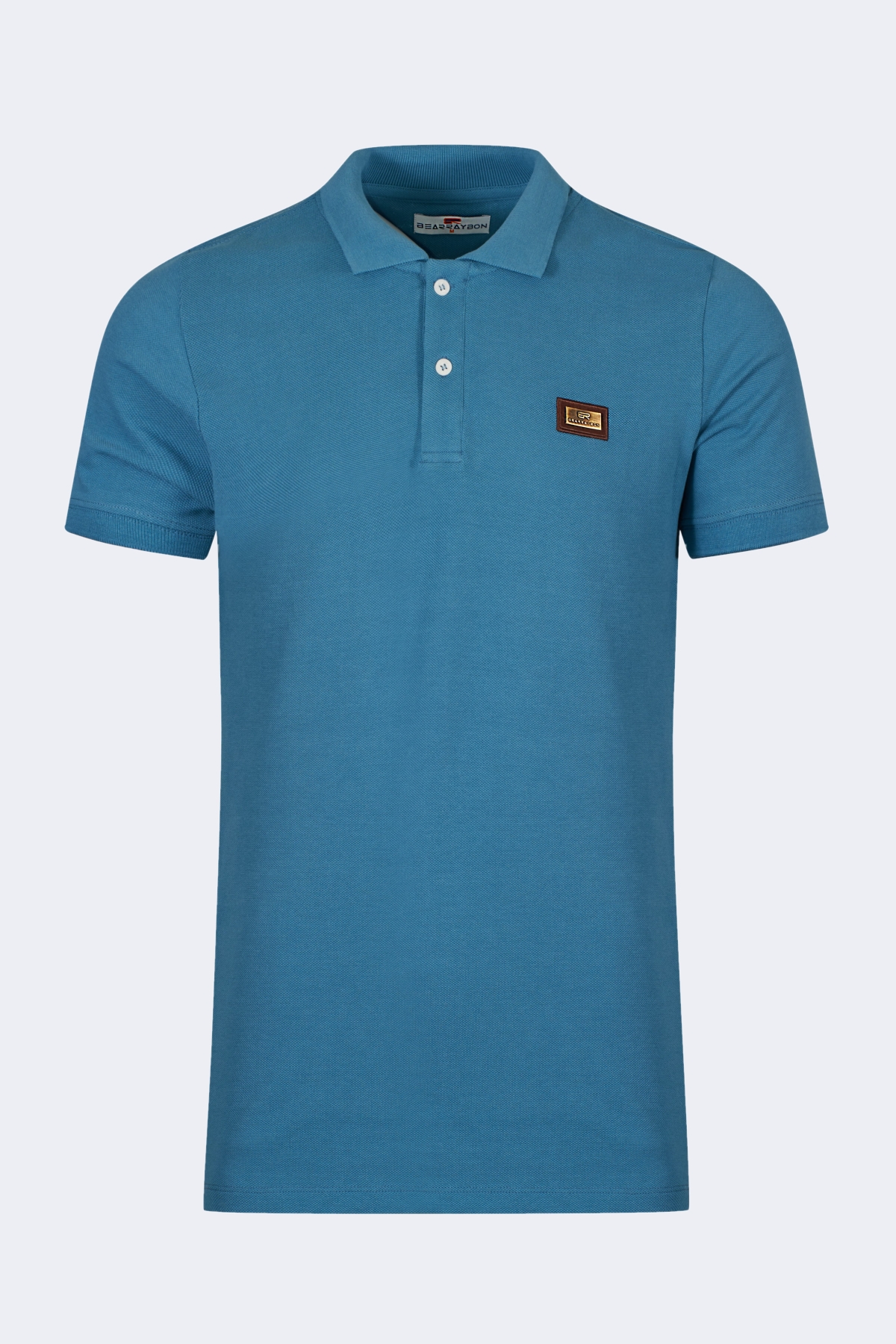 bearraybon10001-steelblue-1_2-1.jpg Classic polo neck t-shirt with metal logo - Image 1