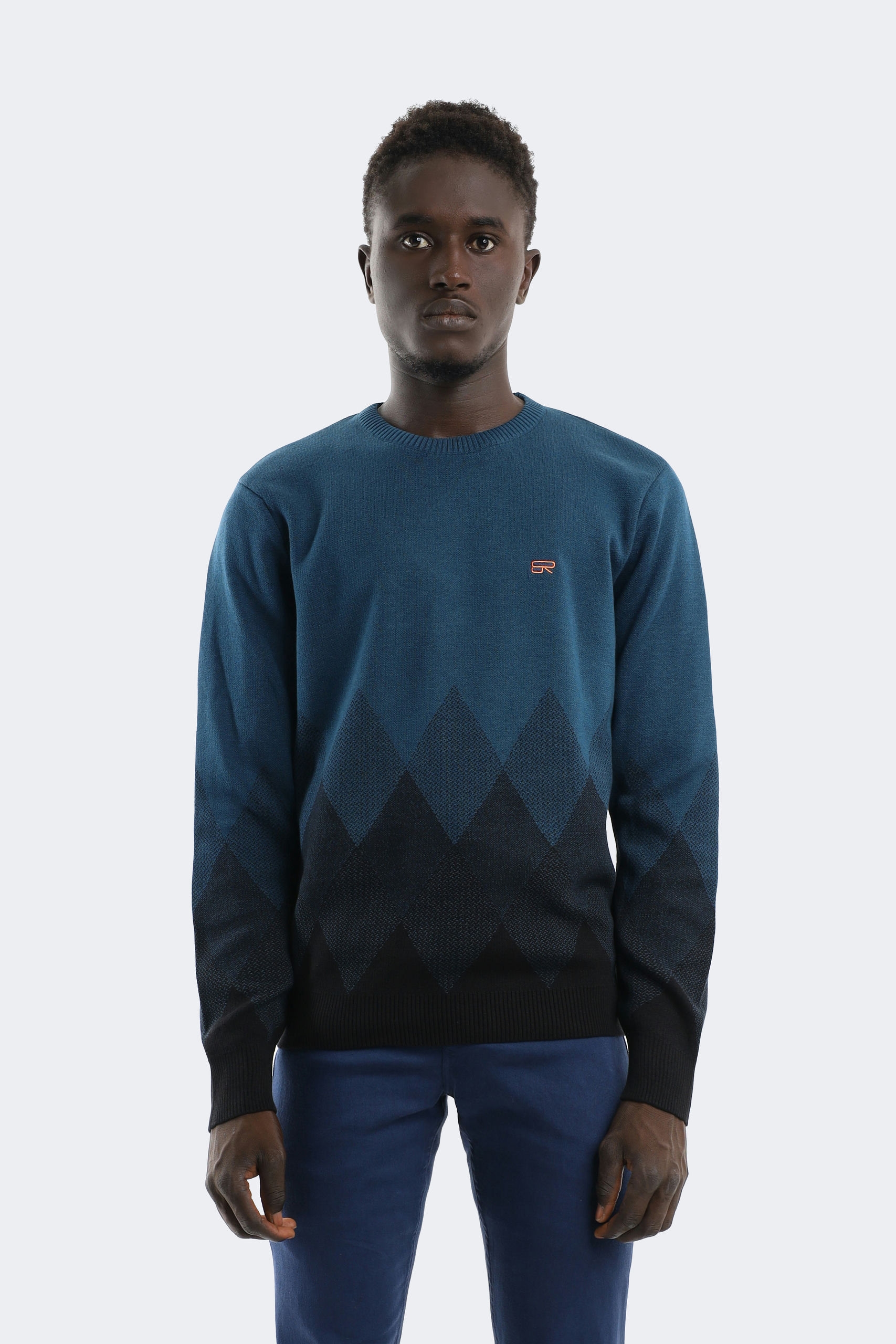 25013 (1) Cashmere blend wool knitwear with geometric pattern - Image 1