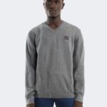 Embroidery logo printed V-neck knitwear